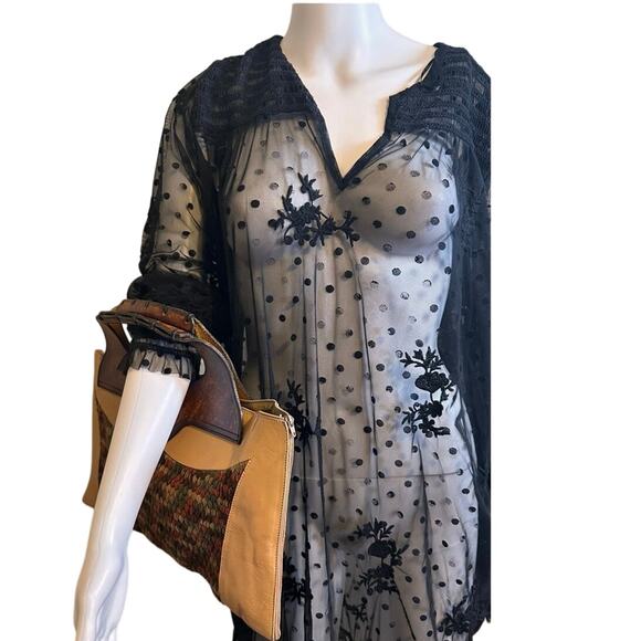 Vintage Leather Bag Crochet Top Handle Clutch Handmade - Picture 2 of 9